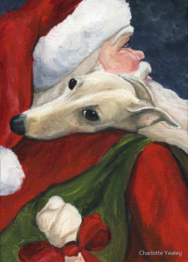 "Greyhound and Santa " by Charlotte Yealey Redbubble