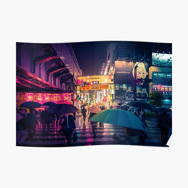 Rain on the Golden City Ueno Poster