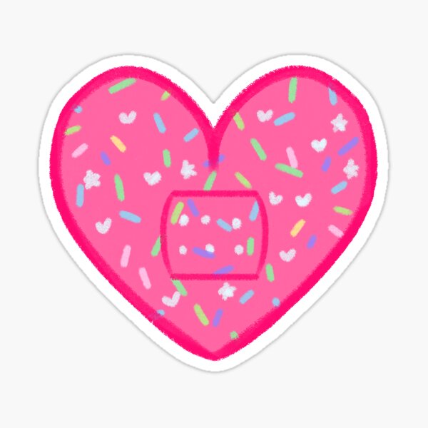 Menhera Kawaii Pink Sprinkles Heart-Shaped Bandaid (Large) Sticker