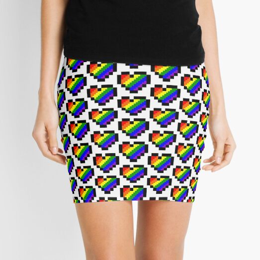 Pixel Rainbow Heart Mini Skirt