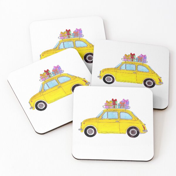Item preview, Yellow Retro Fiat 500 with Gifts designed and sold by portosabbia.