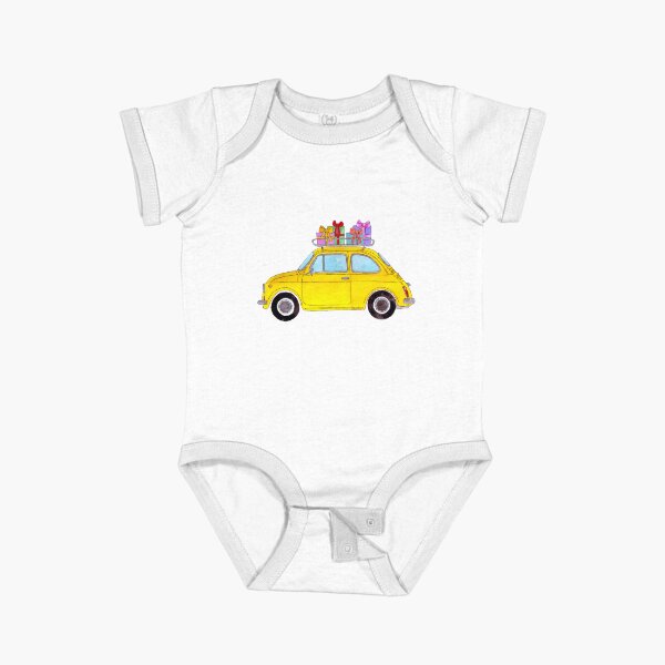 Item preview, Yellow Retro Fiat 500 with Gifts designed and sold by portosabbia.