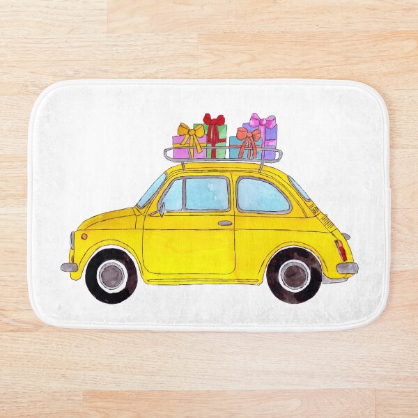 Item preview, Yellow Retro Fiat 500 with Gifts designed and sold by portosabbia.