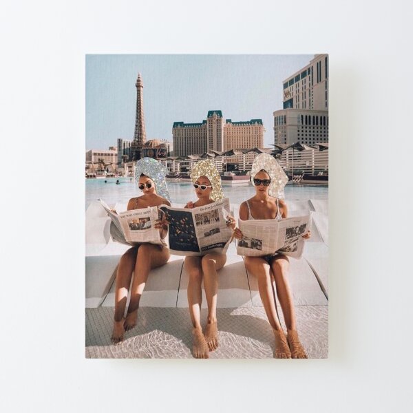 Mode Vintage Filles Esthétiques Lecture Journaux Impression montée sur toile