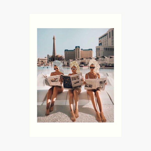Fashion Vintage Aesthetic Girls Reading Newspapers Art Print