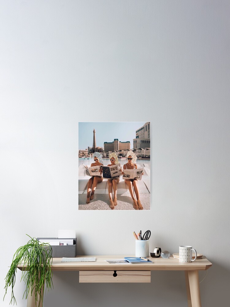 Fashion Vintage Aesthetic Girls Reading Newspapers Poster