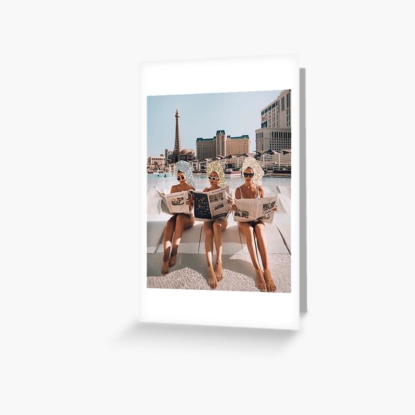 Fashion Vintage Aesthetic Girls Reading Newspapers Greeting Card