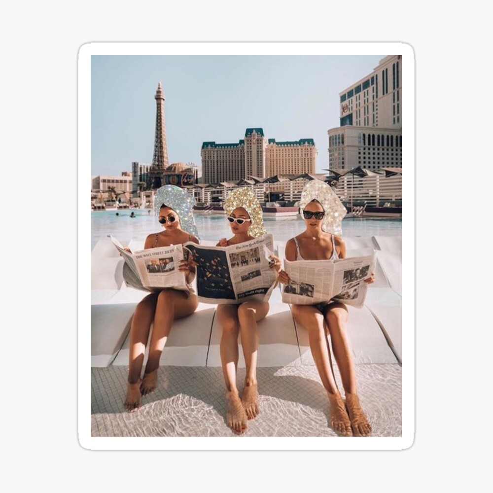 Fashion Vintage Aesthetic Girls Reading Newspapers Poster