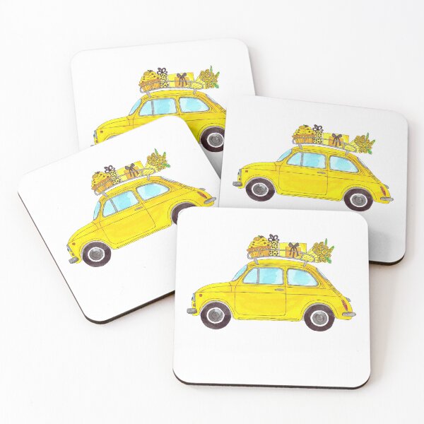 Item preview, Yellow Retro Fiat 500 with Gifts designed and sold by portosabbia.