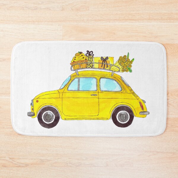 Item preview, Yellow Retro Fiat 500 with Gifts designed and sold by portosabbia.