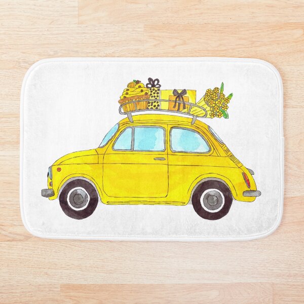 Item preview, Yellow Retro Fiat 500 with Gifts designed and sold by portosabbia.