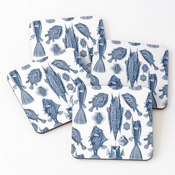 Item preview, Ernst Haeckel Ostraciontes Boxfish Dark Blue designed and sold by aimeewilson.
