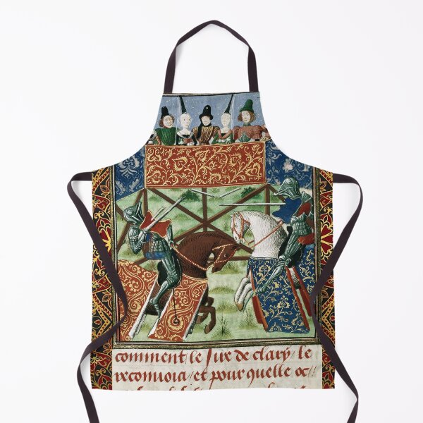 Item preview, MEDIEVAL TOURNAMENT, FIGHTING KNIGHTS HORSEBACK ,DAMSELS RED YELLOW FLORAL designed and sold by BulganLumini.