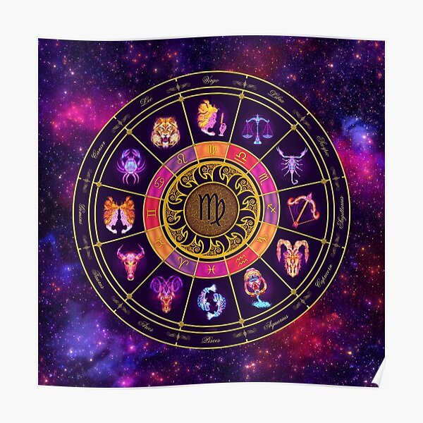 Virgo Zodiac Lightburst - Circle Poster