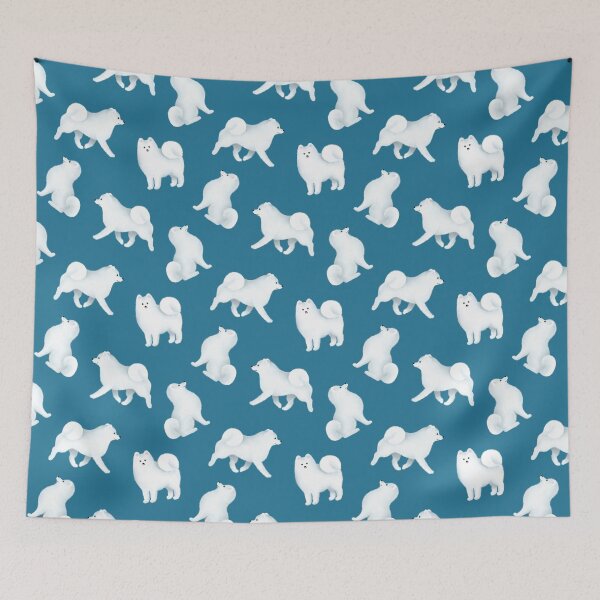 Item preview, Samoyed Pattern (Blue Background) designed and sold by illucalliart.
