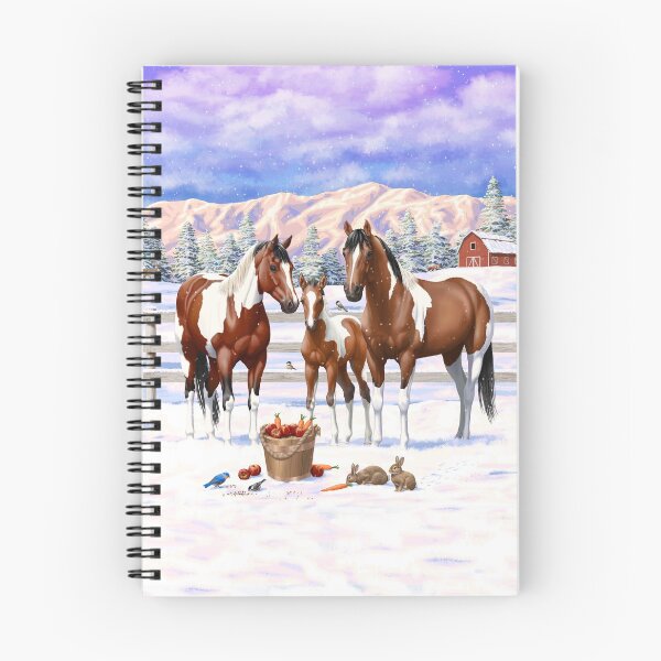 Item preview, Bay Pinto Paint Quarter Horses In Winter Snow designed and sold by csforest.
