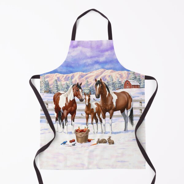 Item preview, Bay Pinto Paint Quarter Horses In Winter Snow designed and sold by csforest.