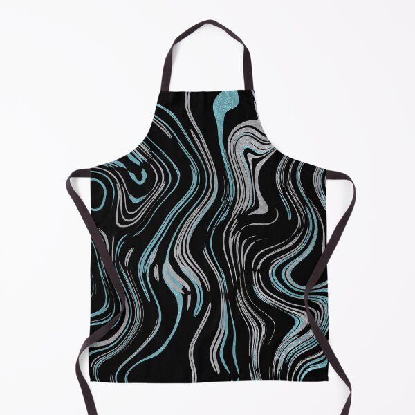 Item preview, Liquid Marble Swirls Turquoise Silver on Black designed and sold by WisdomInspired.