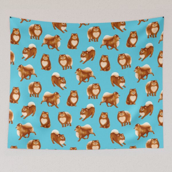 Item preview, Pomeranian Pattern (Blue Background) designed and sold by illucalliart.