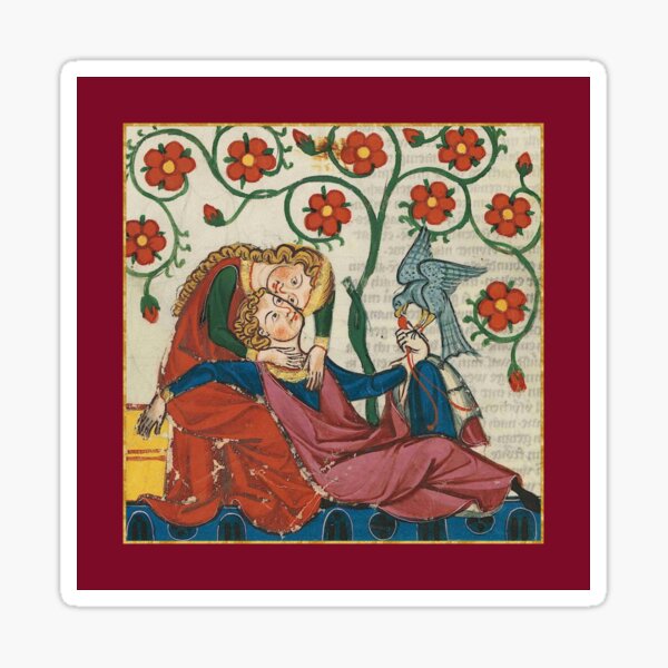 Item preview, Reclining Lovers Medieval Illumination designed and sold by Erin Rado.
