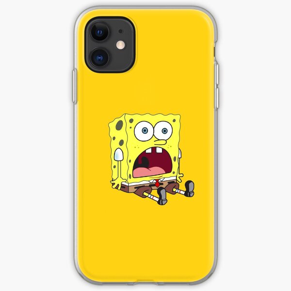 spongebob surprised sitting down funny meme sticker iPhone Soft Case