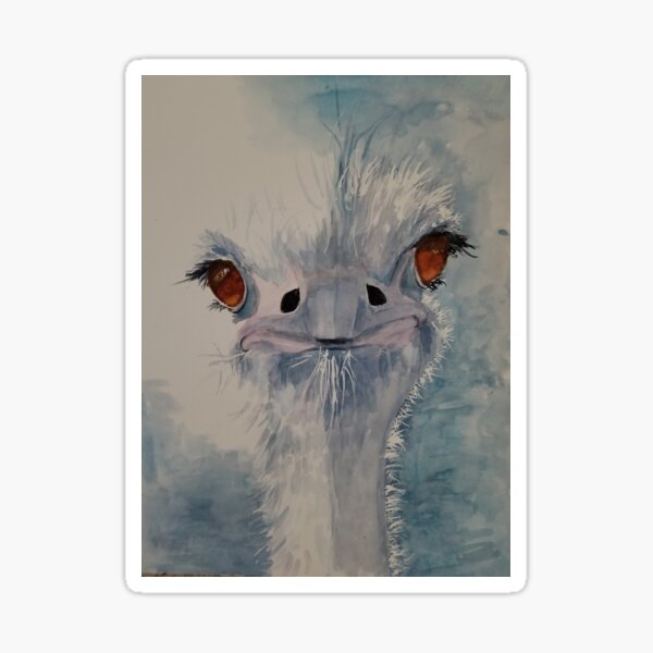 Blue Ostrich Sticker
