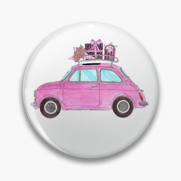 Item preview, Pink Retro Fiat 500 with Gifts designed and sold by portosabbia.