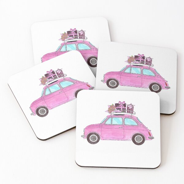 Item preview, Pink Retro Fiat 500 with Gifts designed and sold by portosabbia.