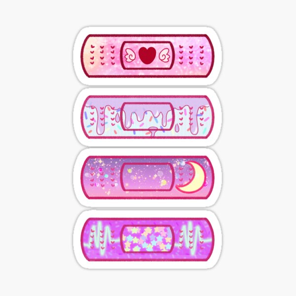 Menhera Bandaid Sticker Set - Kawaii Pastel Galaxy, Drip, Moon, Heart Monitor Sticker