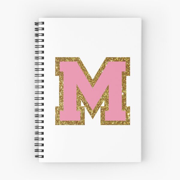 Item preview, gold and pink varsity letter M designed and sold by byleahwithlove.
