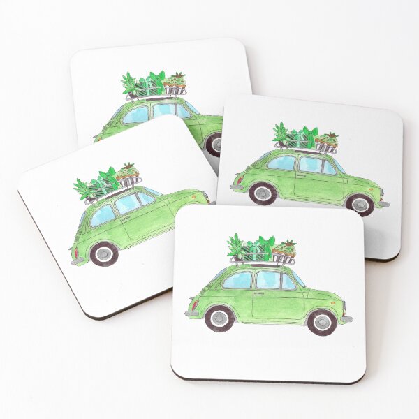 Item preview, Green Retro Fiat 500 with Gifts designed and sold by portosabbia.