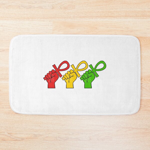 Item preview, Red Gold and Green Power Fists holding Ankh Egyptian Hieroglyph Symbol designed and sold by Andrew Browne.