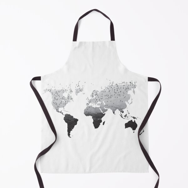 Item preview, World Map Flying Birds Black and White designed and sold by Inogitna Designs.