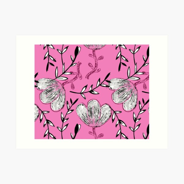 Black Pink Ink Art Print