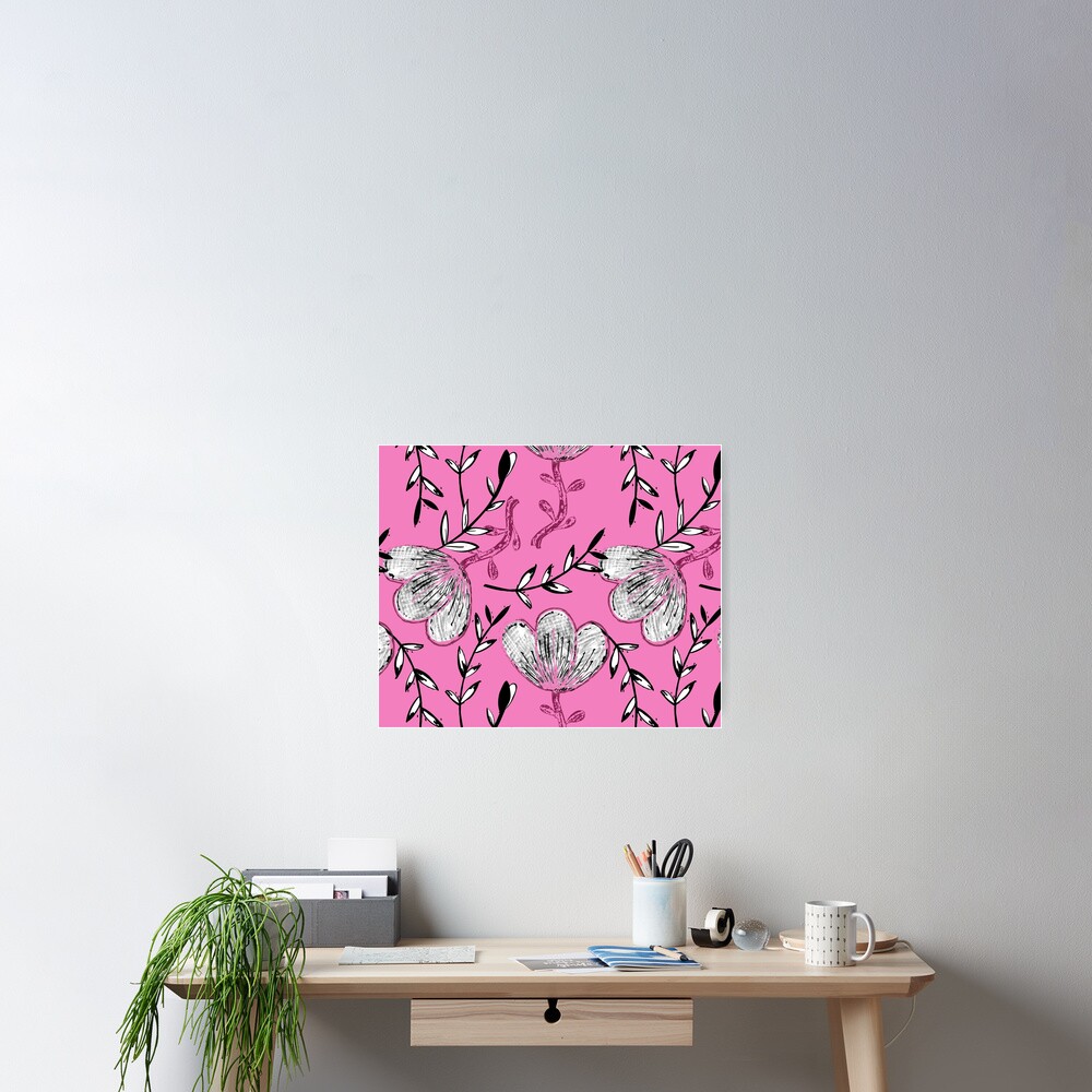 Black Pink Ink Poster