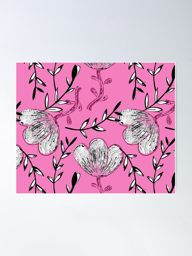 Alternate view of Black Pink Ink Poster
