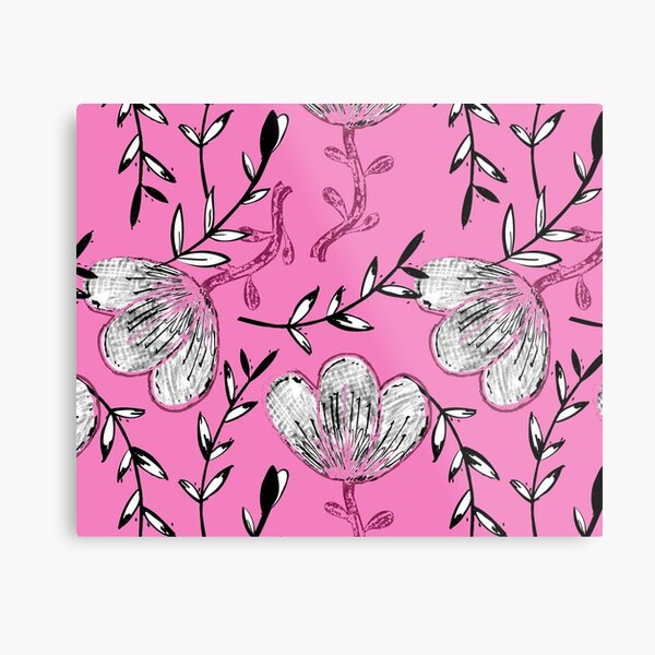 Black Pink Ink Metal Print