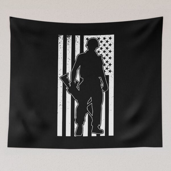 Item preview, Marine Soldier Silhouette with USA Flag as the Background designed and sold by CoolSilhouettes.