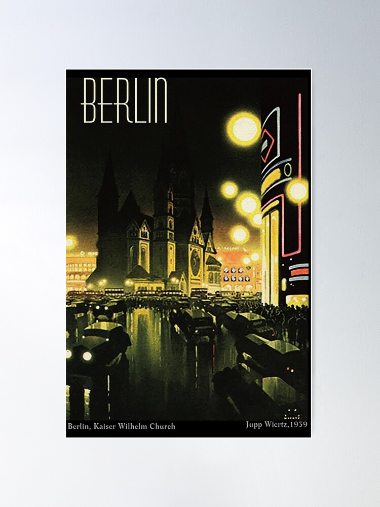 Alternate view of Kaiser Wilhelm Church ...Berlin at night, by Jupp Wiertz Poster