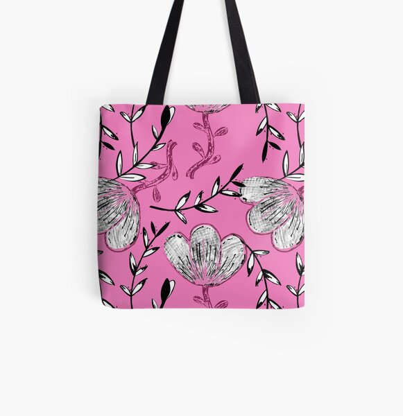 Black Pink Ink All Over Print Tote Bag
