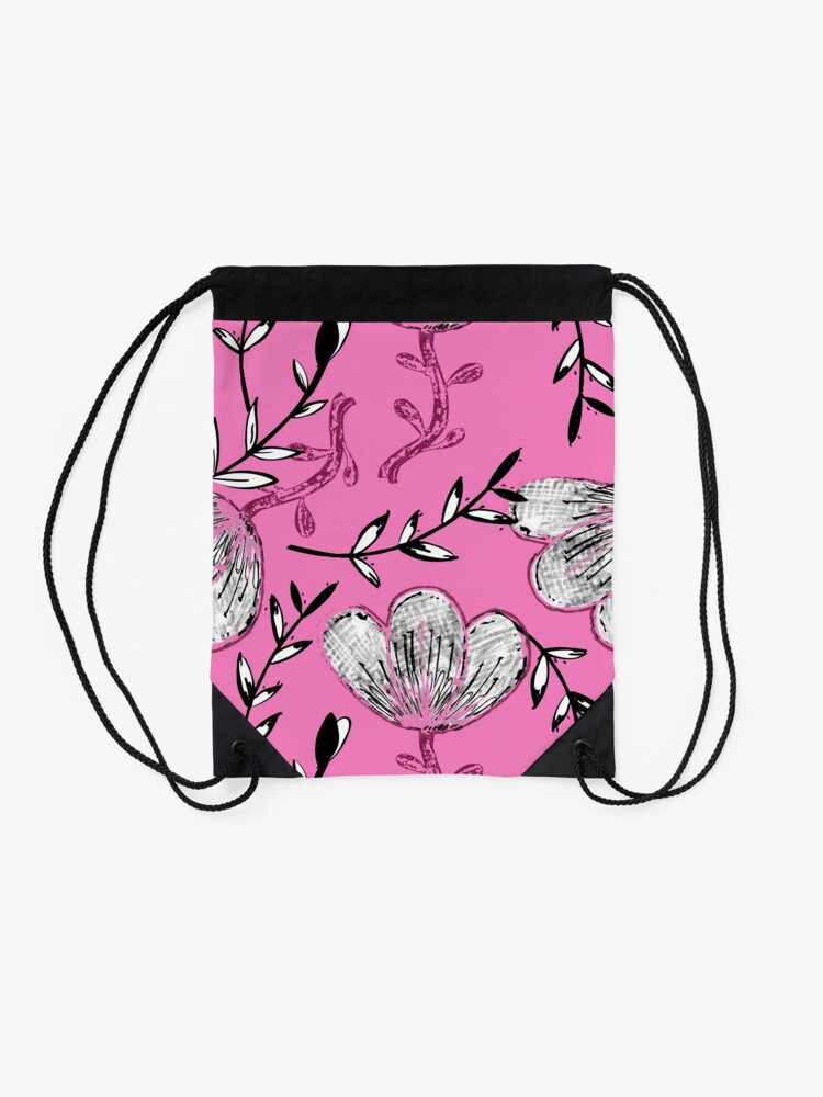 Alternate view of Black Pink Ink Drawstring Bag