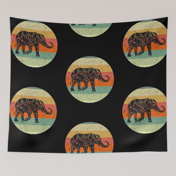 Item preview, Retro Elephant - Vintage Style Elephant - Black Elephant designed and sold by TeesForNerds.