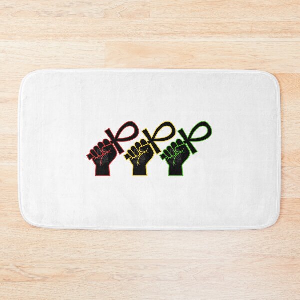 Item preview, Red Gold and Green Power Fists holding Ankh Egyptian Hieroglyph Symbol Art designed and sold by Andrew Browne.