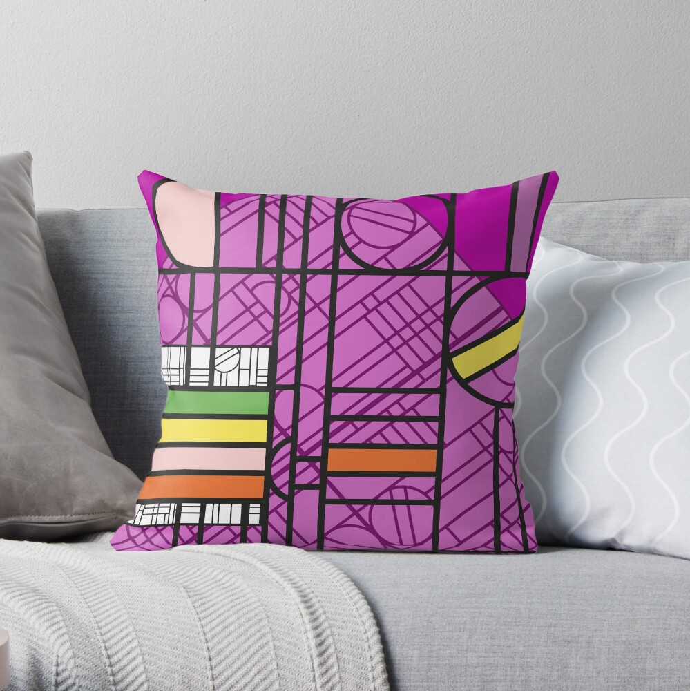 Circular Blockwork Throw Pillow