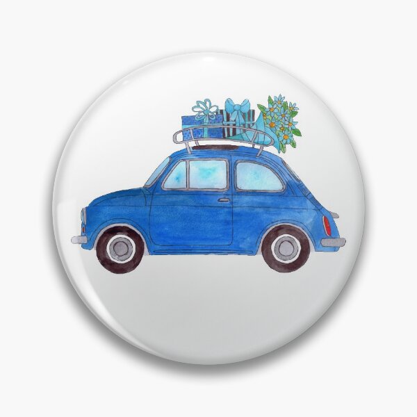 Artikelvorschau, Blauer Retro Fiat 500 mit Geschenken entworfen und verkauft von portosabbia.