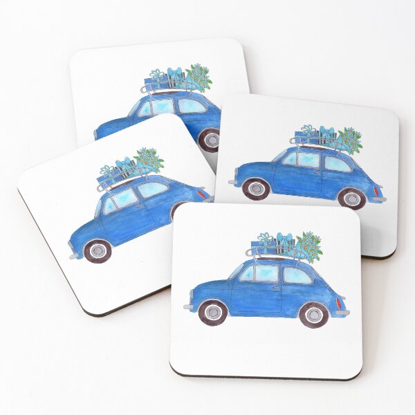 Item preview, Blue Retro Fiat 500 with Gifts designed and sold by portosabbia.