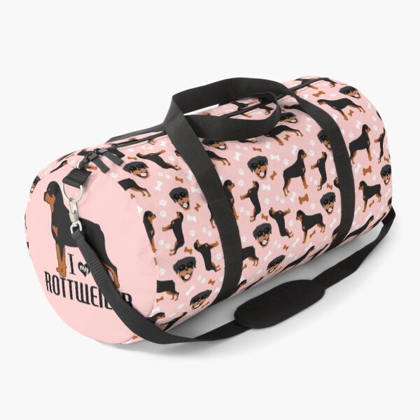 ROTTIE Rottweiler Dog Breed Pattern in Pink Duffle Bag