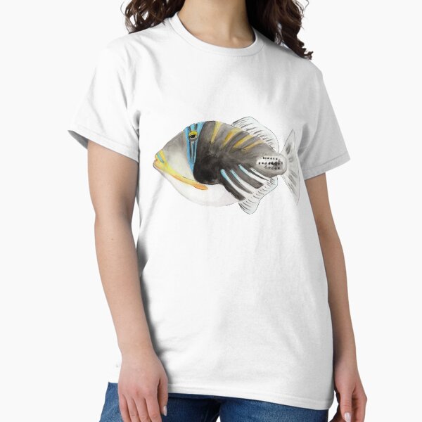 Vista previa del artículo con la obra «Pez ballesta de Picasso de arrecife de agua salada en acuarela», diseñado y vendido por narwhalwall.