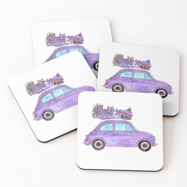 Item preview, Purple Retro Fiat 500 with Gifts designed and sold by portosabbia.