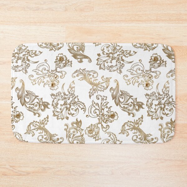 Item preview, Gold Baroque Scrolls on White BG designed and sold by Grafixmom.